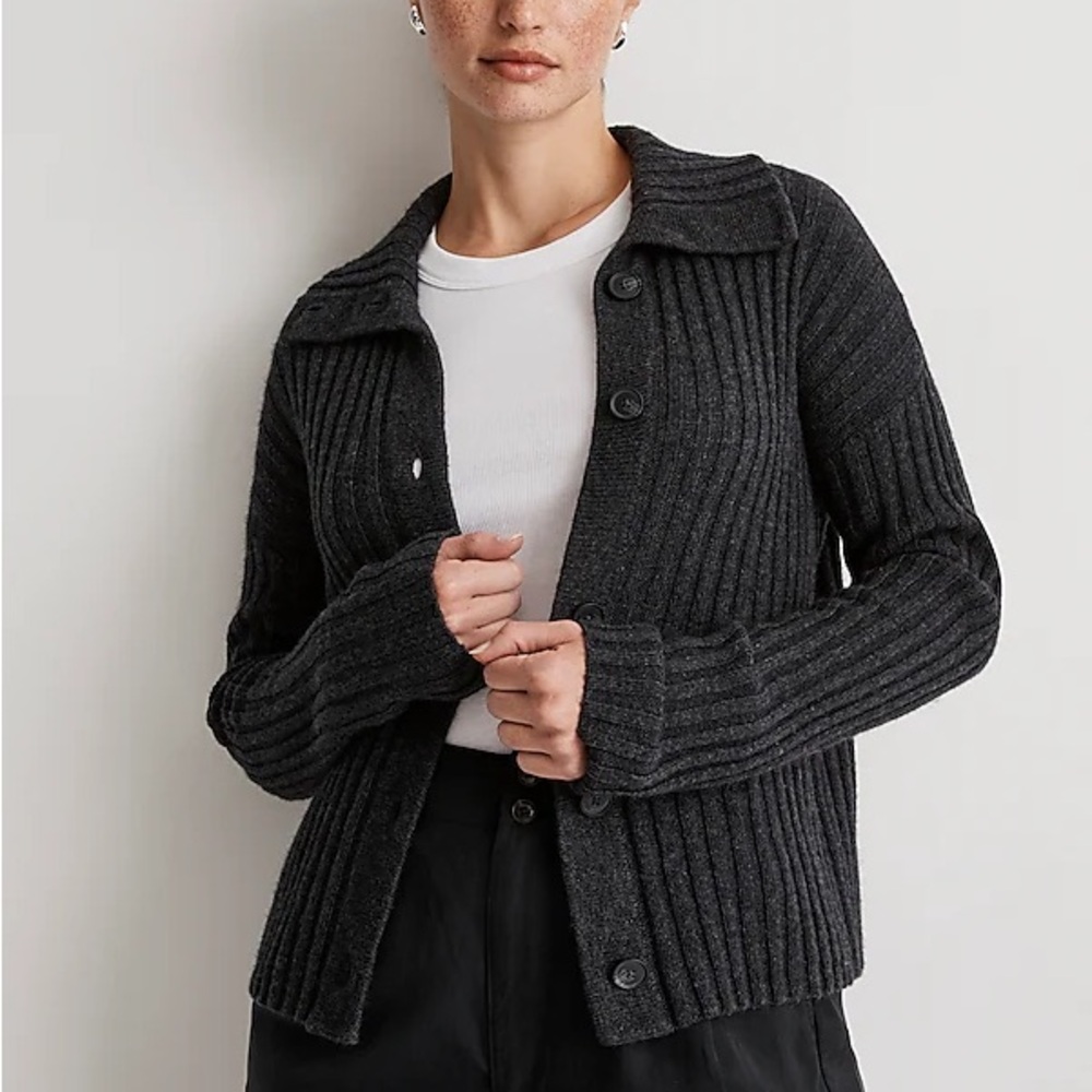 Madewell Charcoal Ribbed Cardigan
